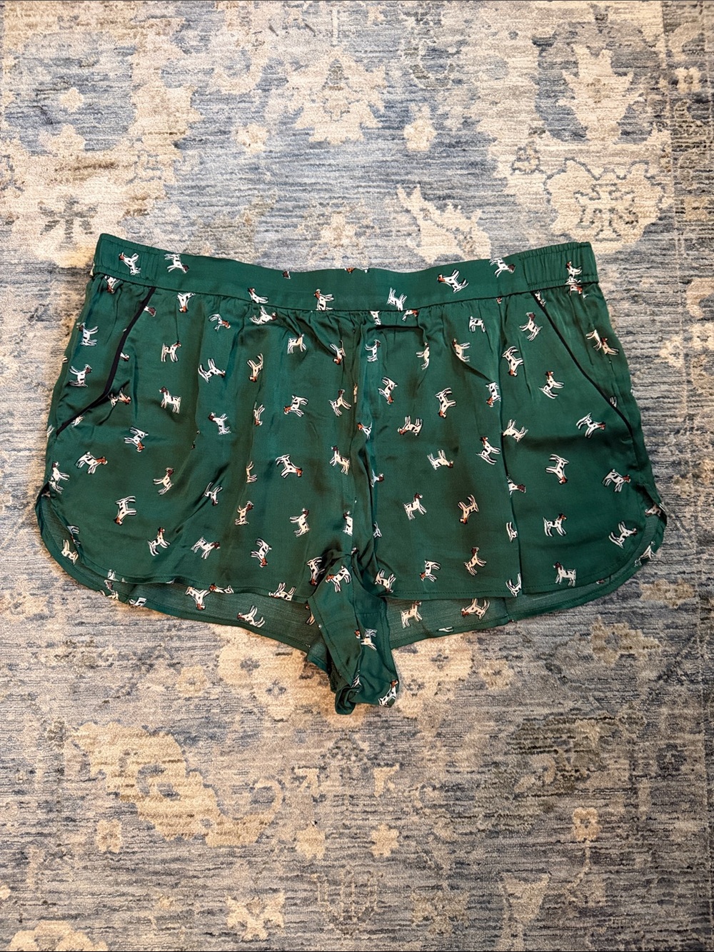 Anthropologie Women's Dog 🐕 Print Green Patterned Lounge Shorts